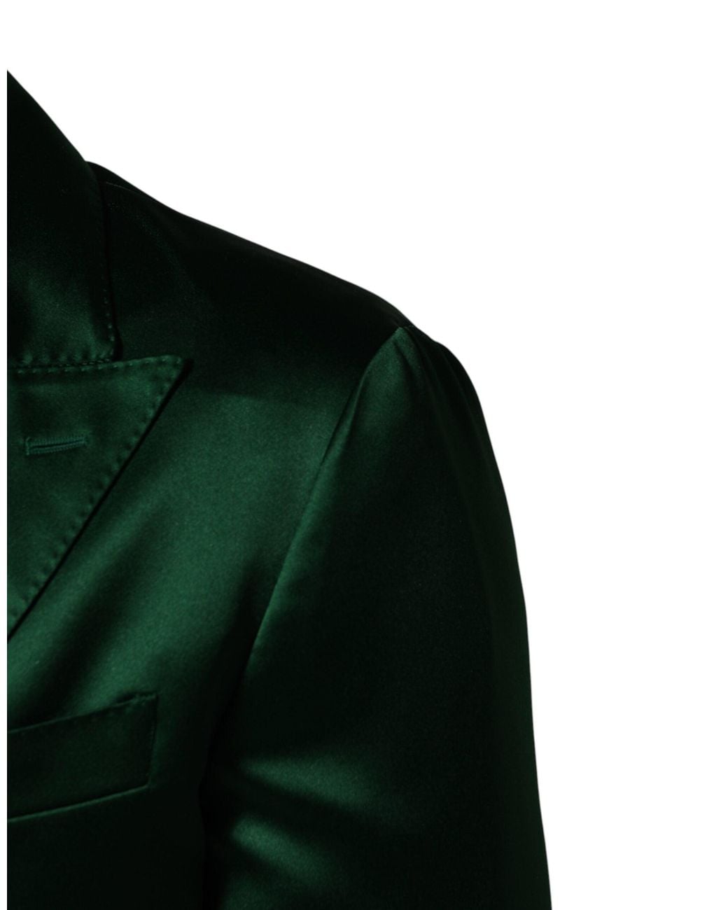 Dolce & Gabbana Green Satin Double Breasted Jacket Blazer