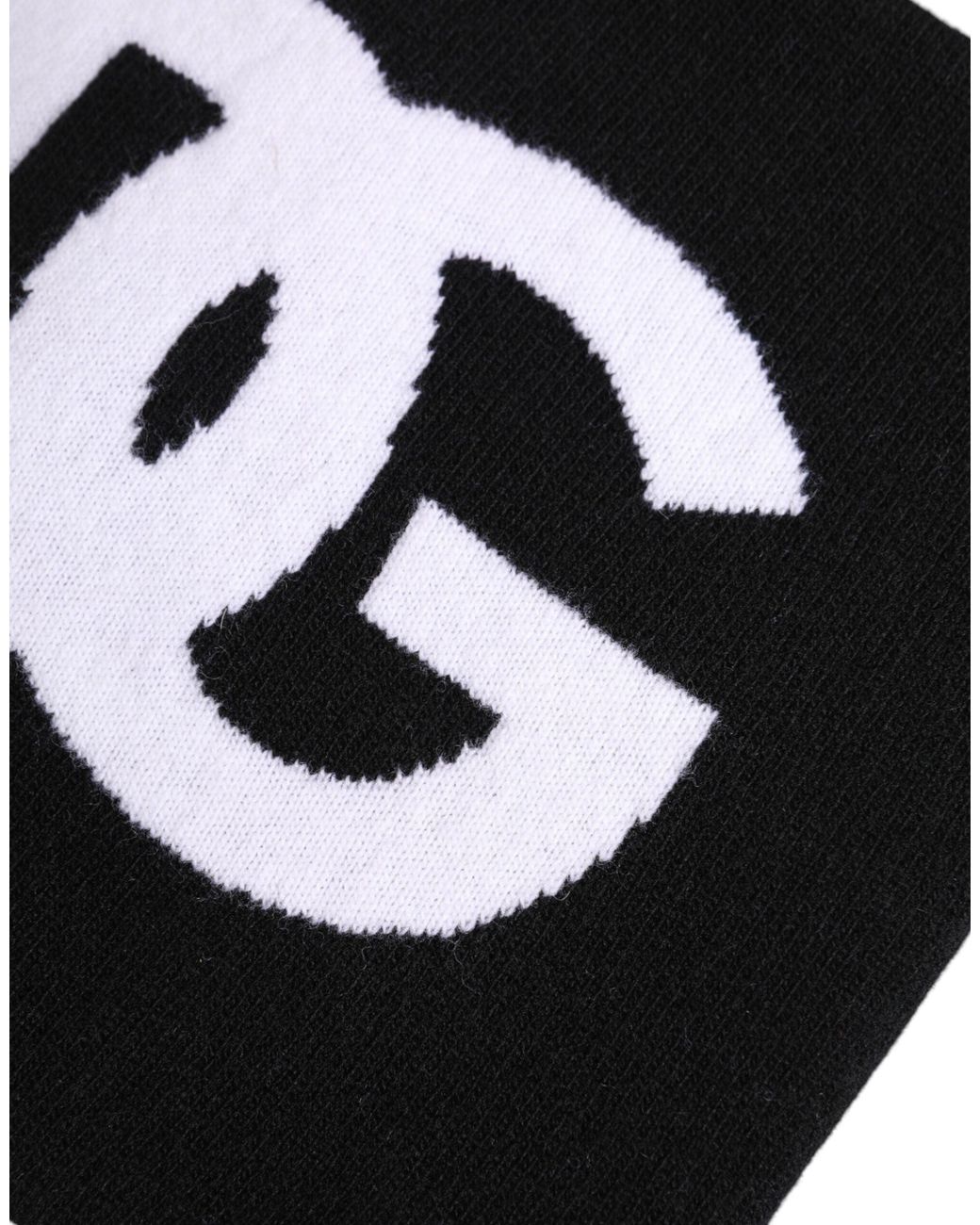Dolce & Gabbana Black Logo Print Knitted Neck Warmer Scarf for men