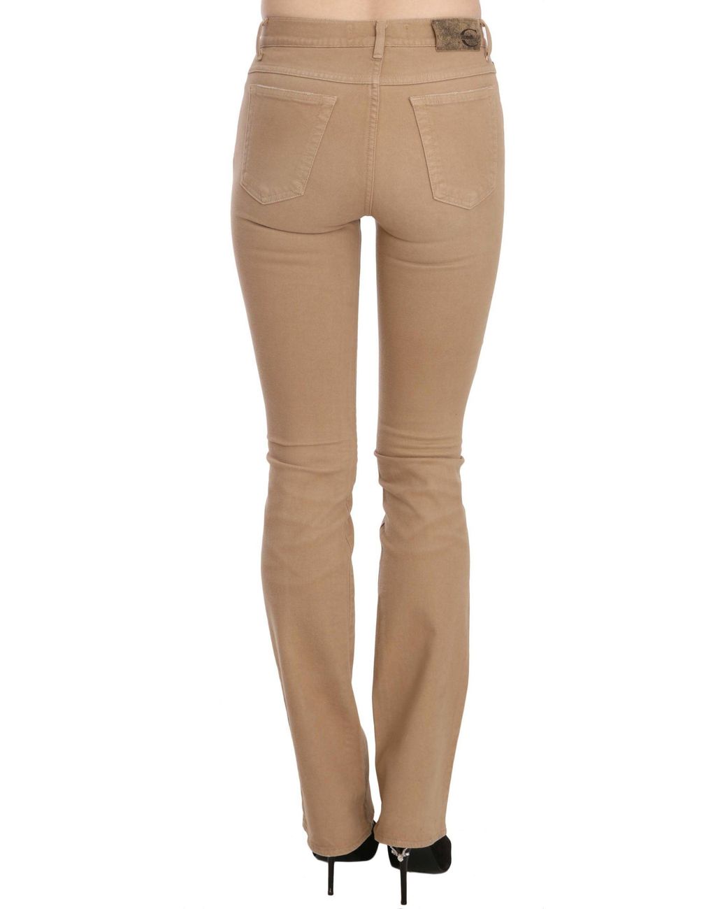 Just Cavalli White Cotton Stretch Mid Waist Skinny Trousers Pants