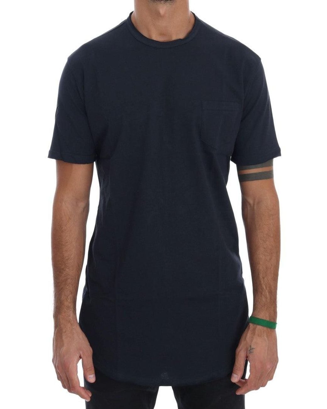 Daniele Alessandrini Cotton Crewneck T-shirt Blue Tsh1323 for men