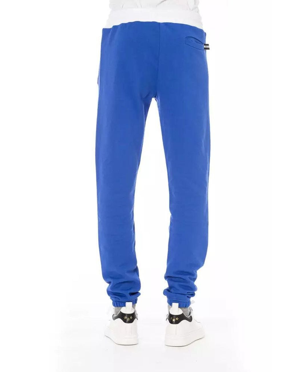 Baldinini Blue Chic Cotton Sport Pants With Lace Closure for men