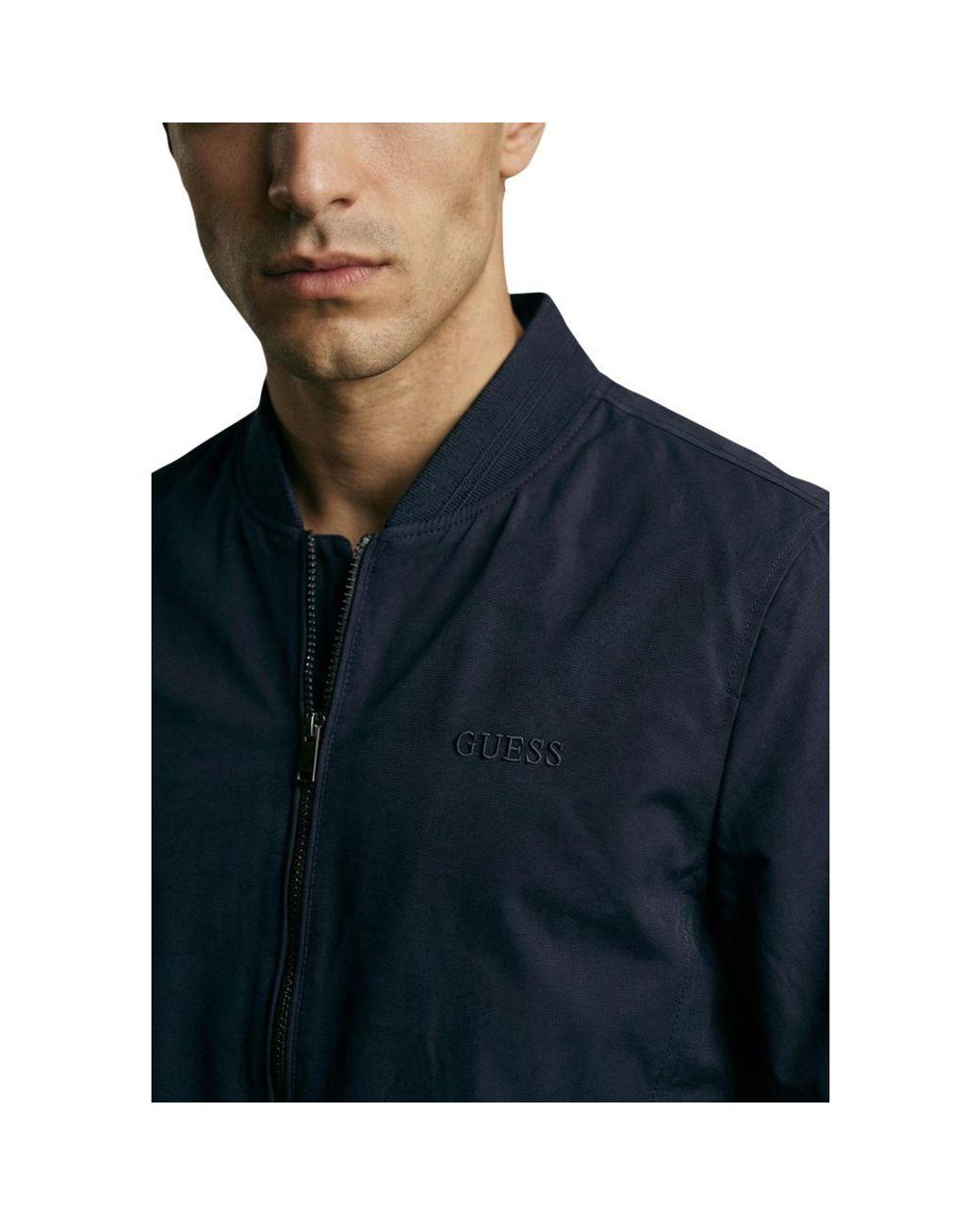 Guess Blue Polyester Bomber for men