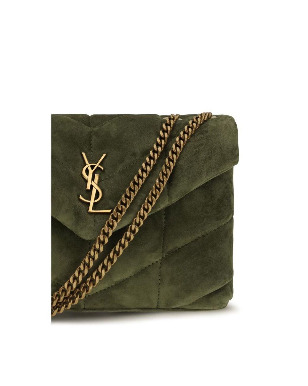 Saint Laurent Green Bicolor Calf Leather Bos Taurus Shoulder Bag