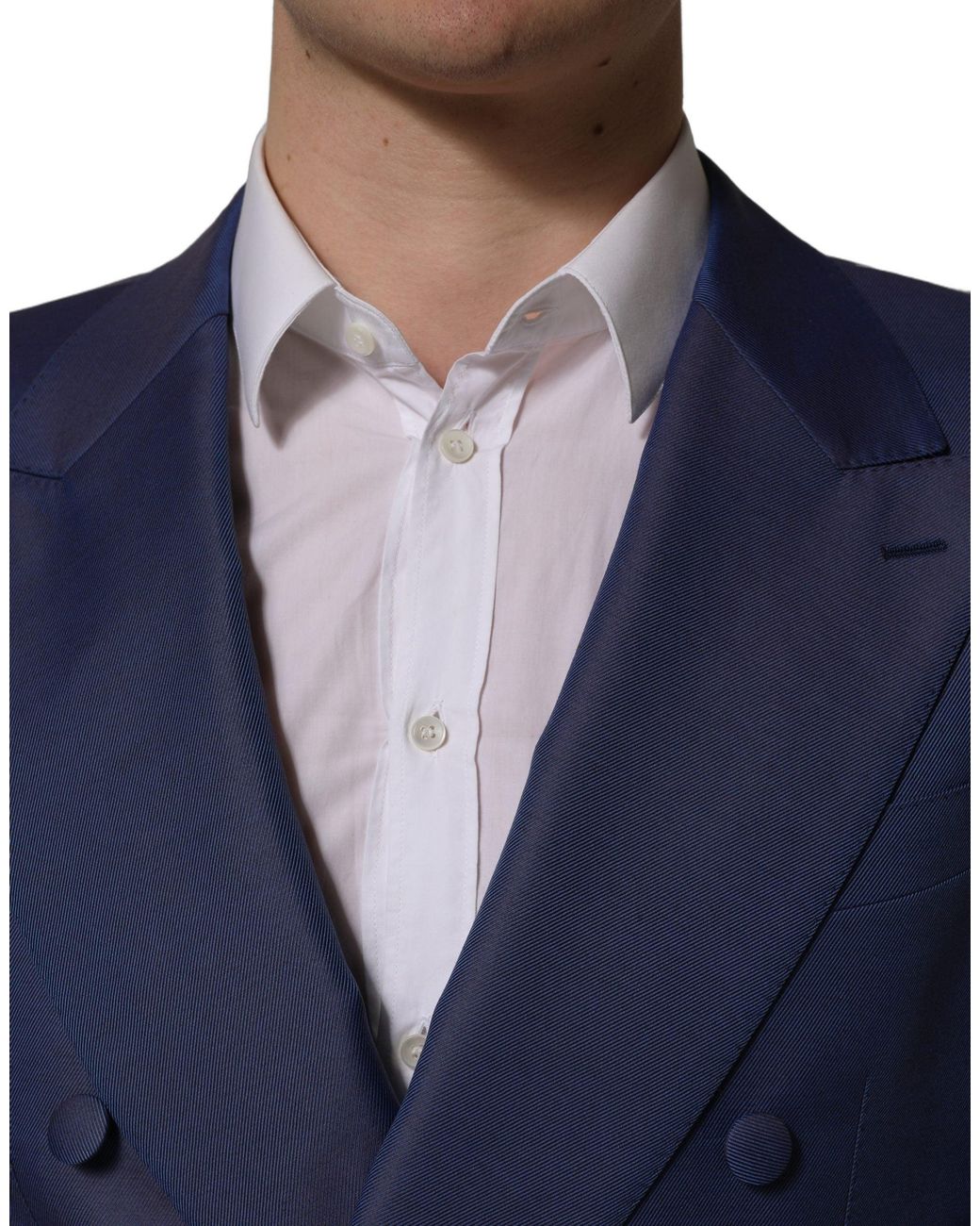 Dolce & Gabbana Blue Wool Double Breasted Men Blazer Jacket for men