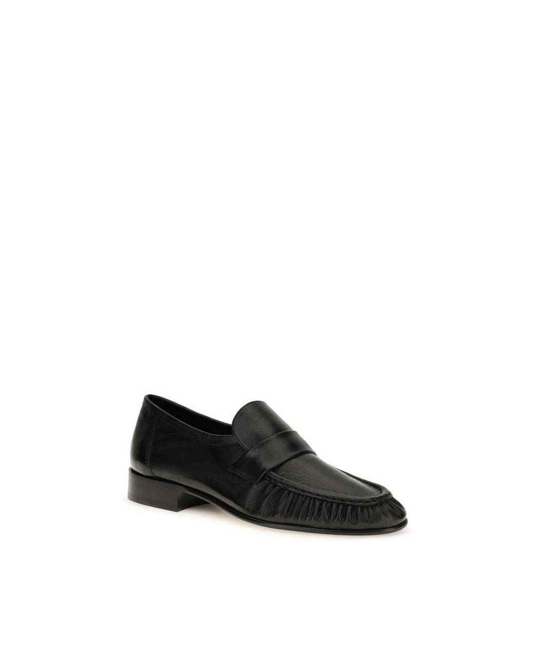 The Row Black Calf Leather Bos Taurus Slip-On Loafers