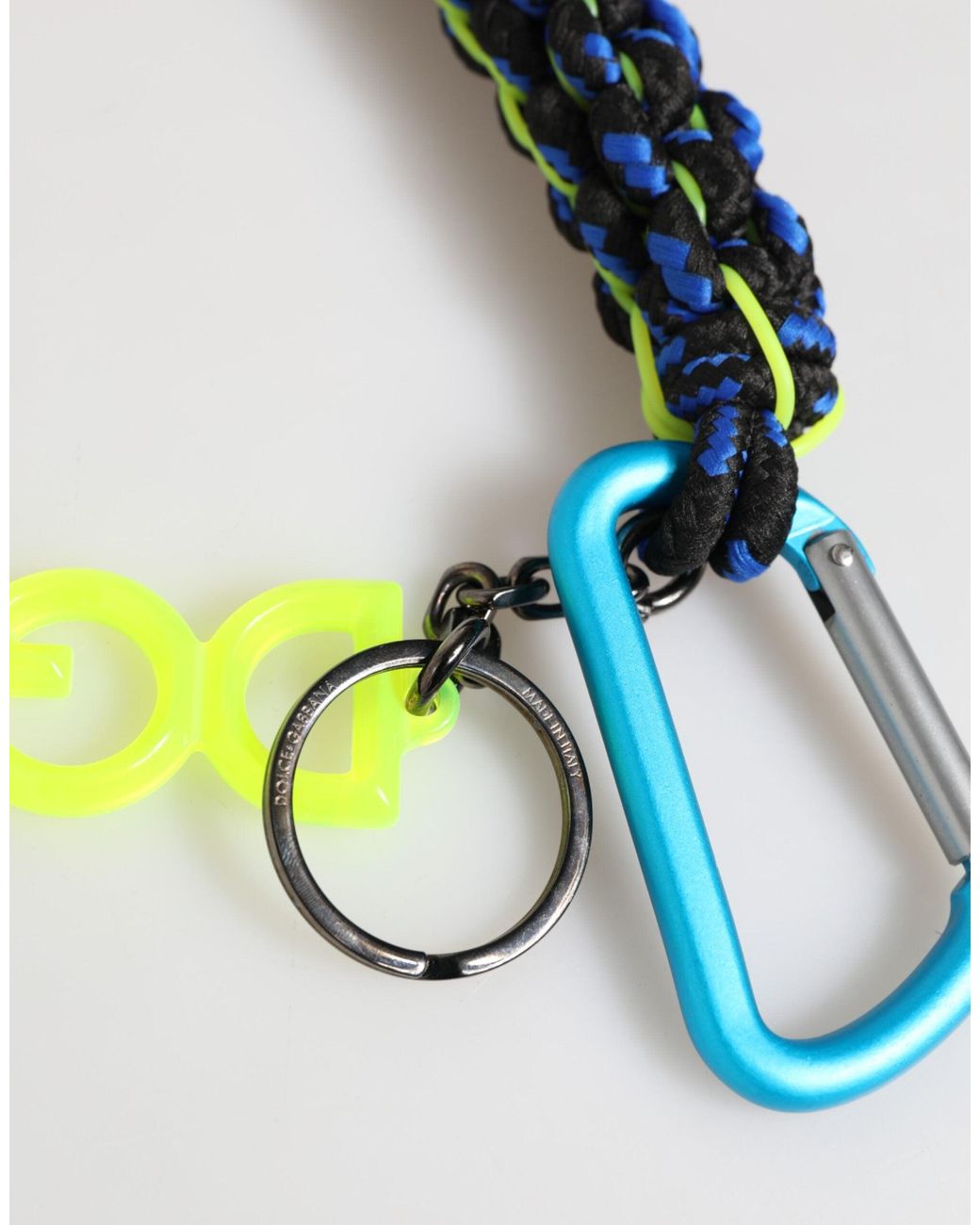 Dolce & Gabbana Blue Polyester Tape String Dg Logo Keychain Keyring for men