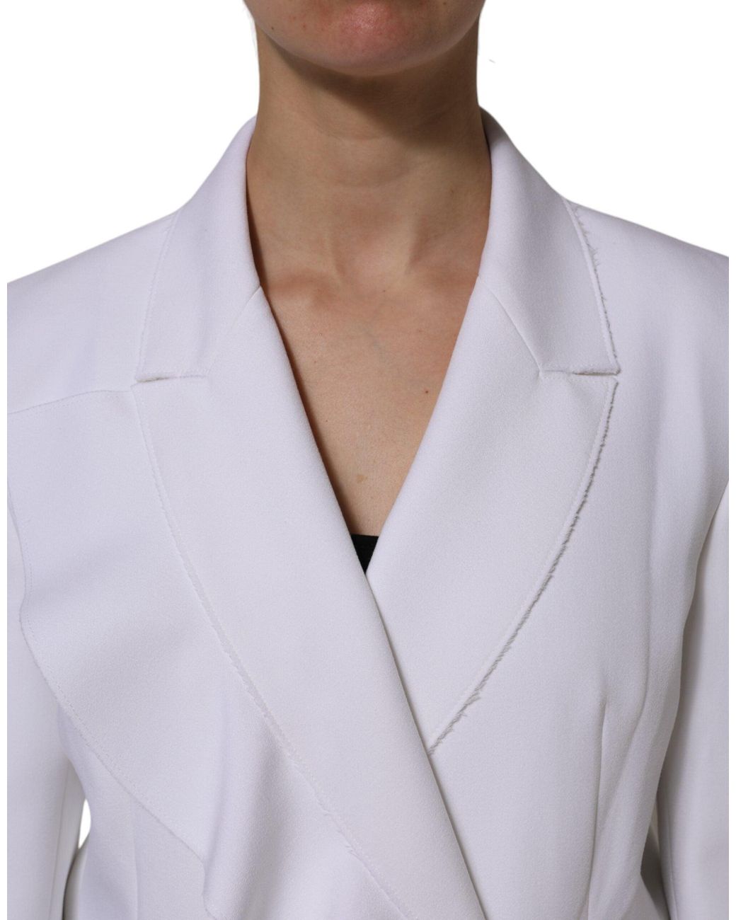 MSGM Gray White Polyester Long Sleeves Ruffled Wrap Jacket for men