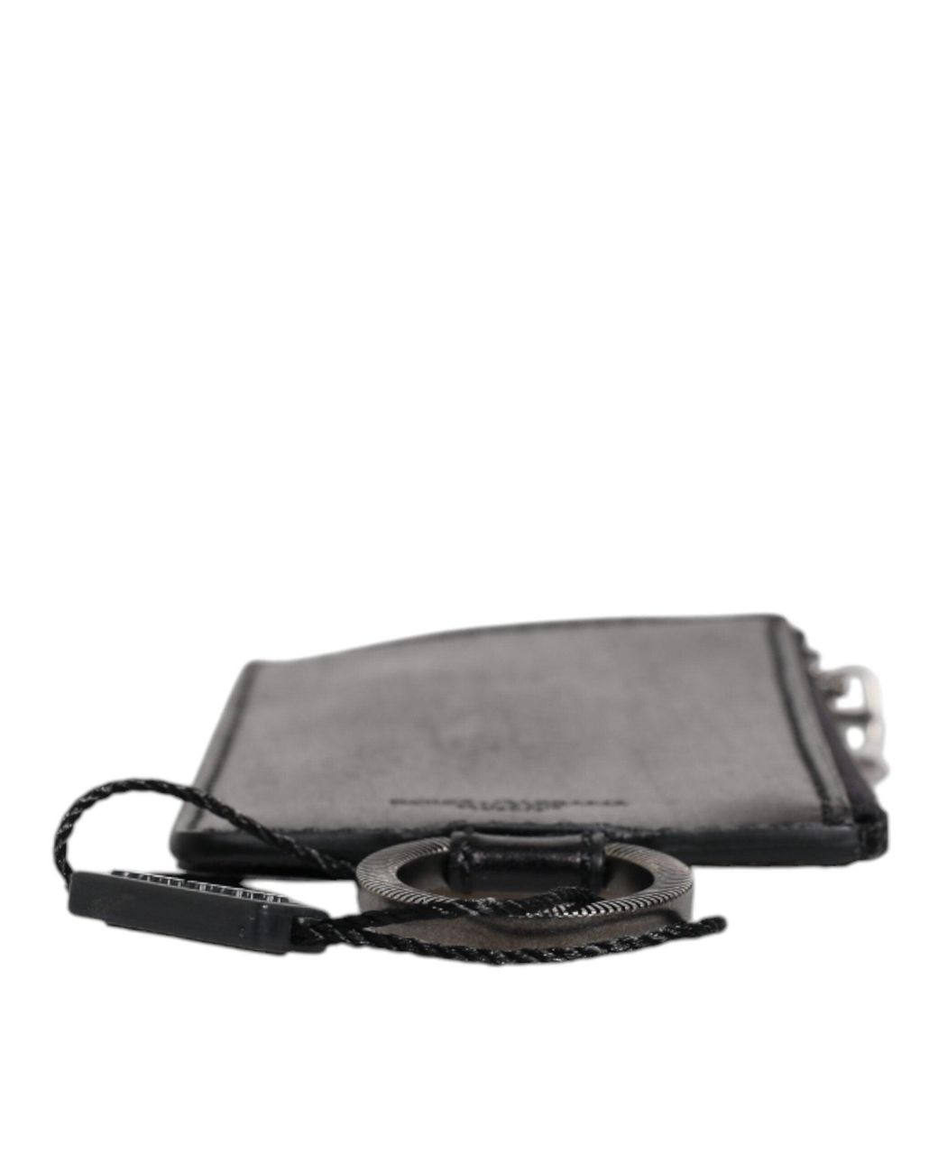 Dolce & Gabbana Black Horse Leather Lanyard Logo Card Holder Wallet for men