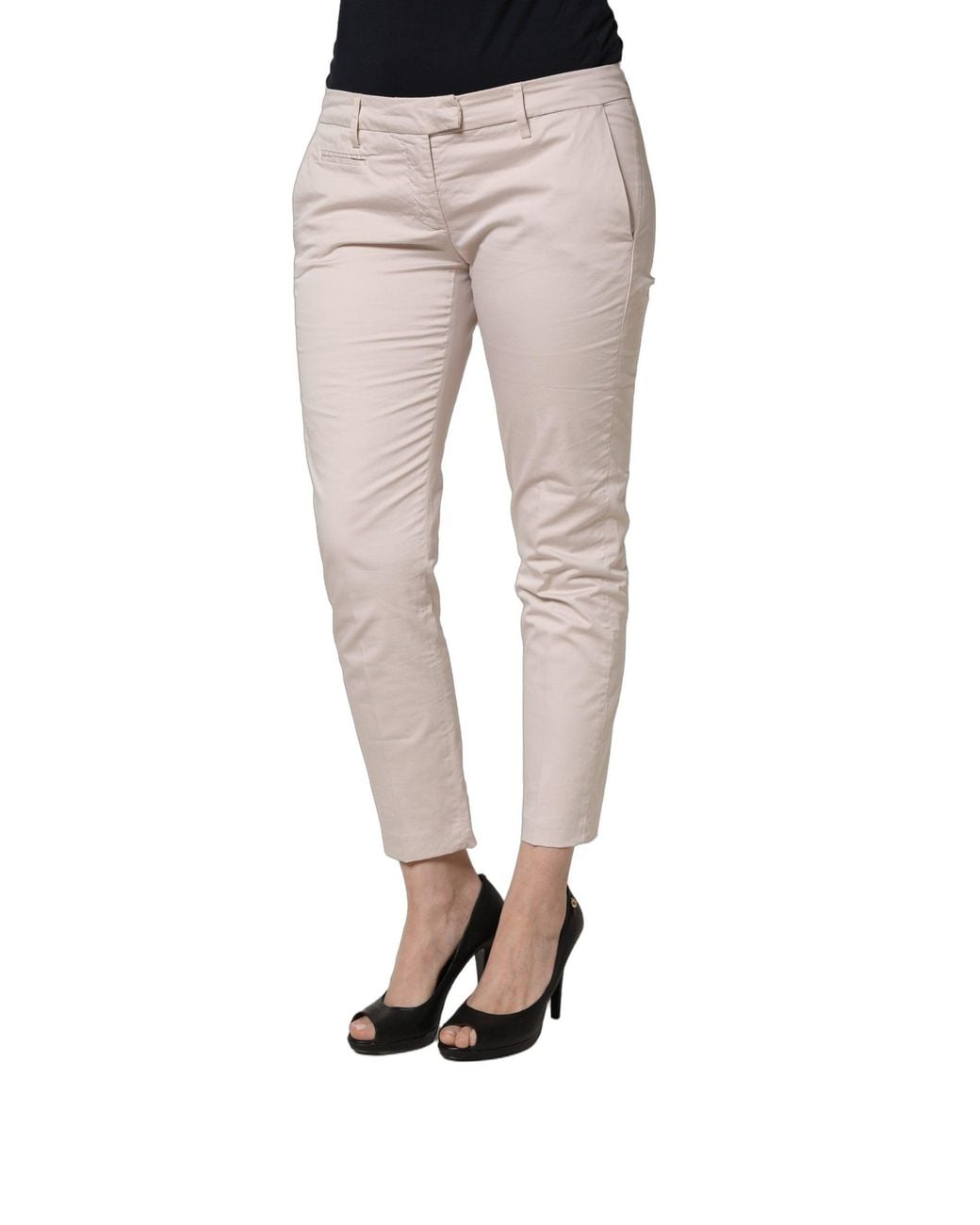 Versace Jeans Couture Multicolor Beige Low Waist Tapered Cropped Trousers Pants