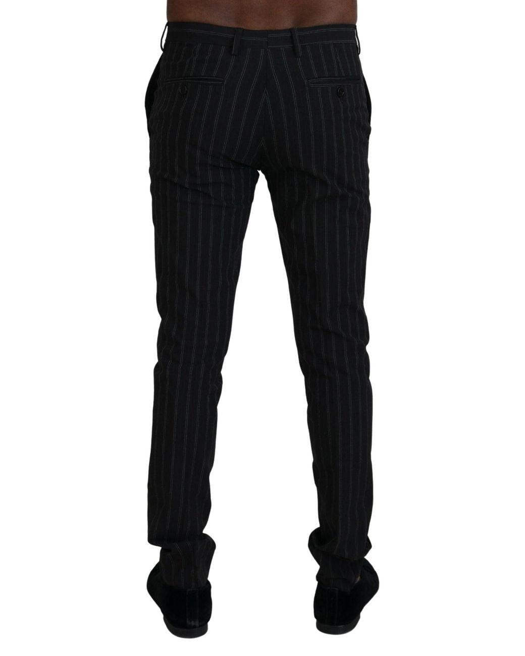 Bencivenga Black Elegant Striped Viscose Dress Pants For for men