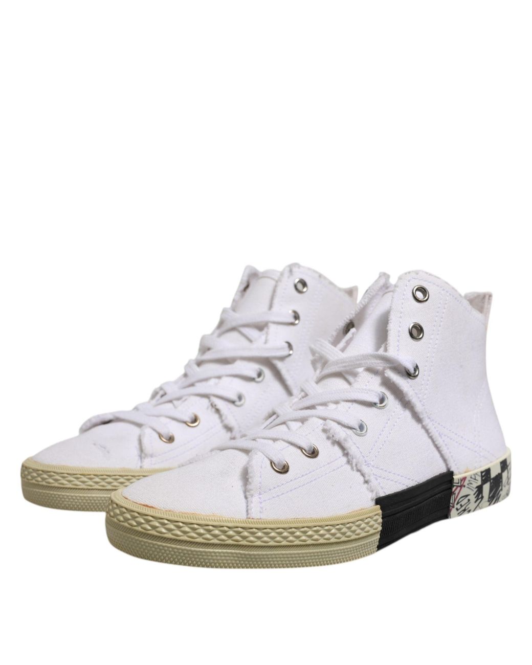 Maison Margiela White Canvas Hightop Graffiti Sneakers
