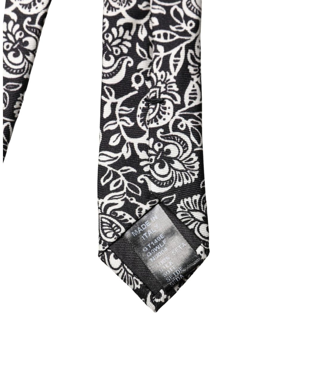 Dolce & Gabbana Black Floral Fantasy Silk Adjustable Neckmen's Tie for men