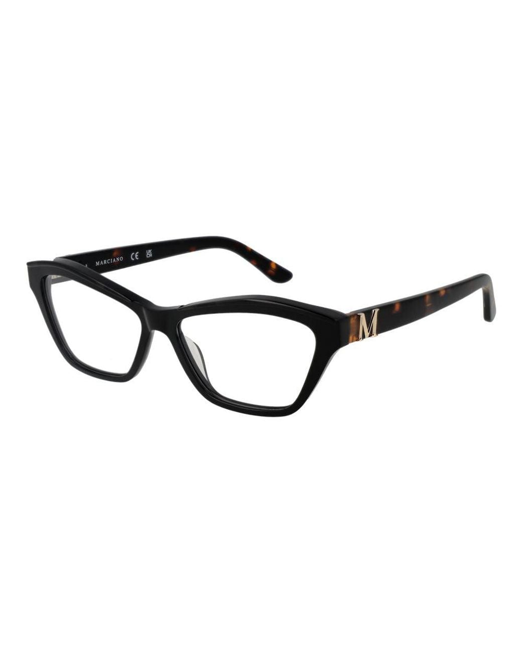 MARCIANO BY GUESS Black Cat Eye Acetate Full-Rim Optical Frames With Demo Lenses