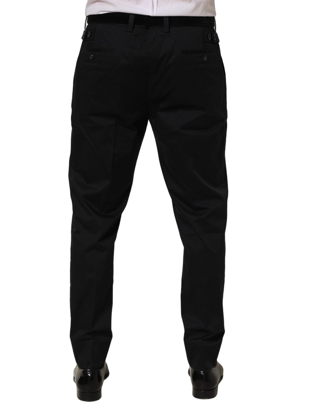 Dolce & Gabbana Black Cotton Tapered Leg Dress Trouser Pants for men