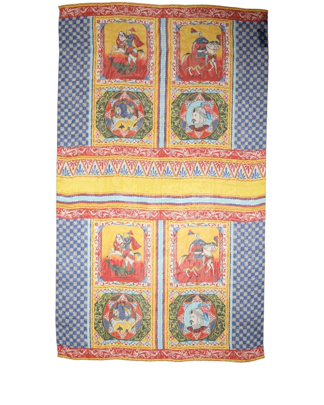 Dolce & Gabbana Blue Multicolor Silk Carretto Shawl Stole Scarf