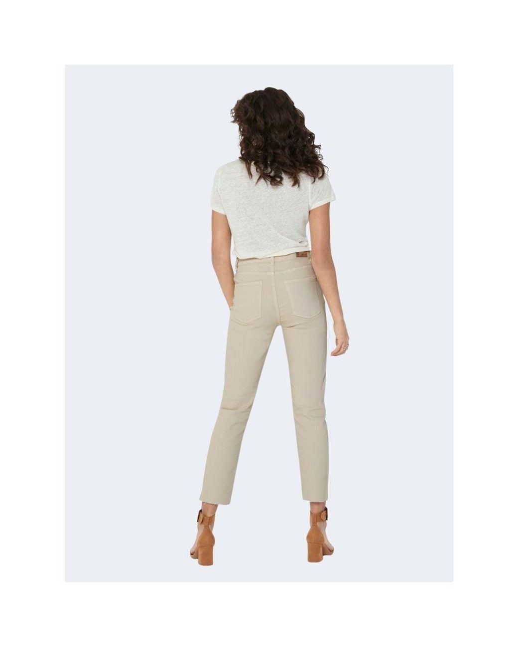 ONLY Natural Beige Cotton Jeans & Pant