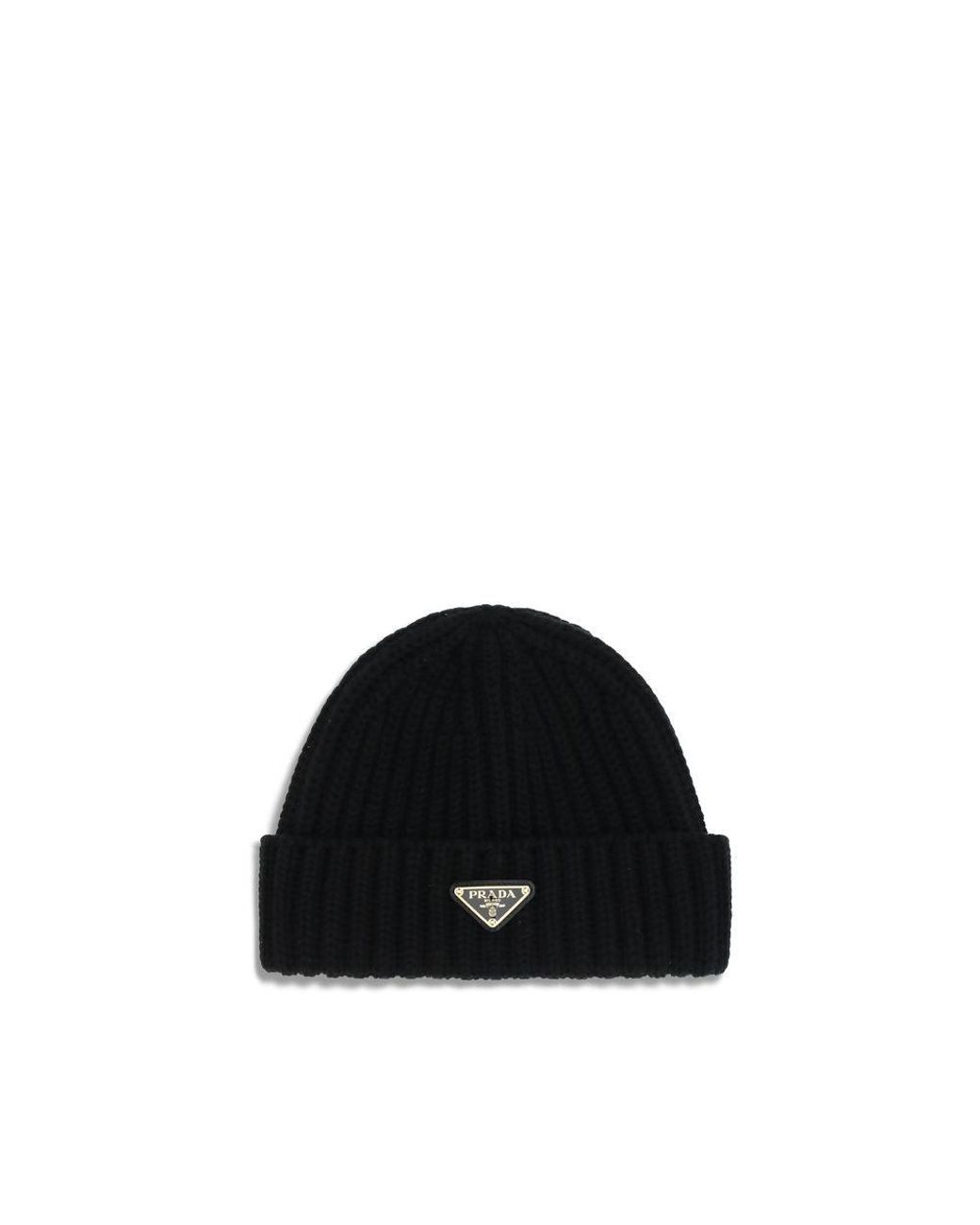 Prada Black Virgin Wool Beanie Hat