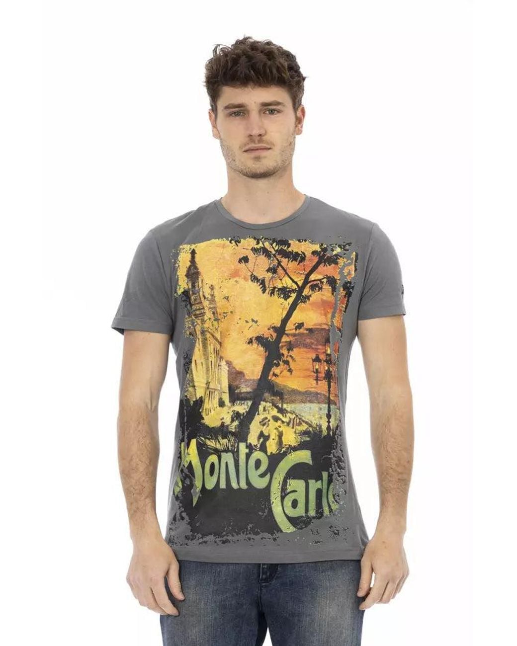TRUSSARDI ACTION Gray Cotton Men T for men