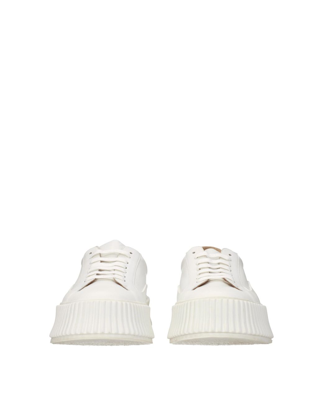 Jil Sander White Platform Leather Sneakers