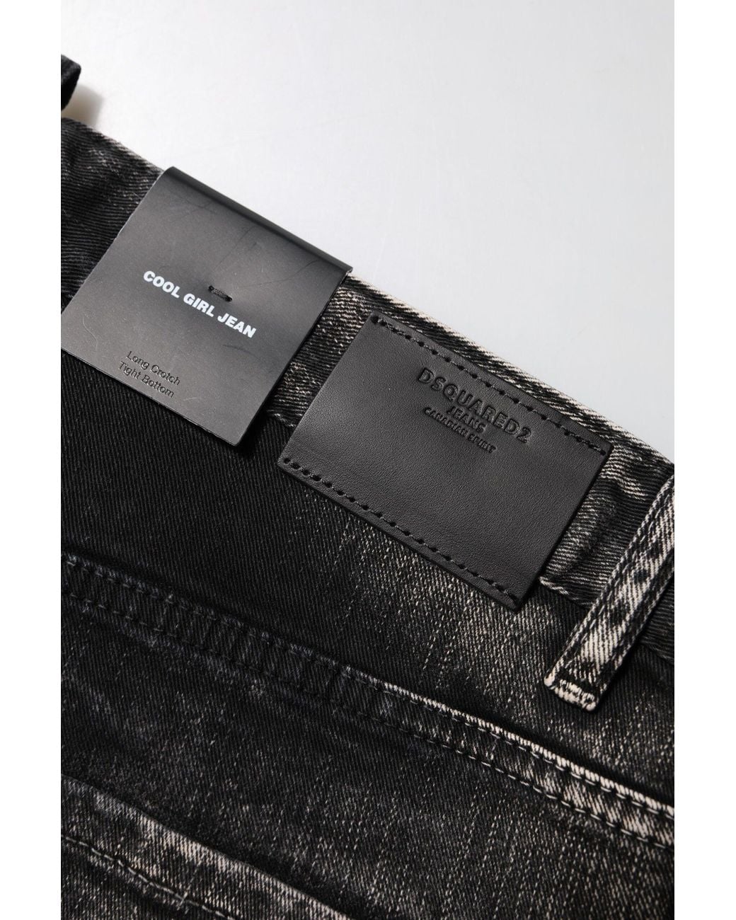 DSquared² Black Washed Mid Waist Tapered Denim Jeans for men