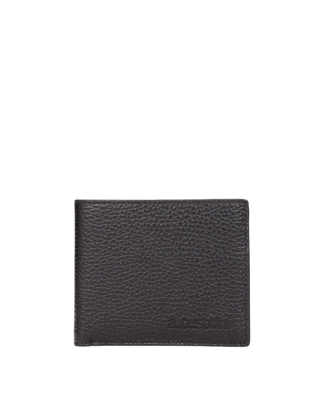 Testoni Black Leather Wallet for men