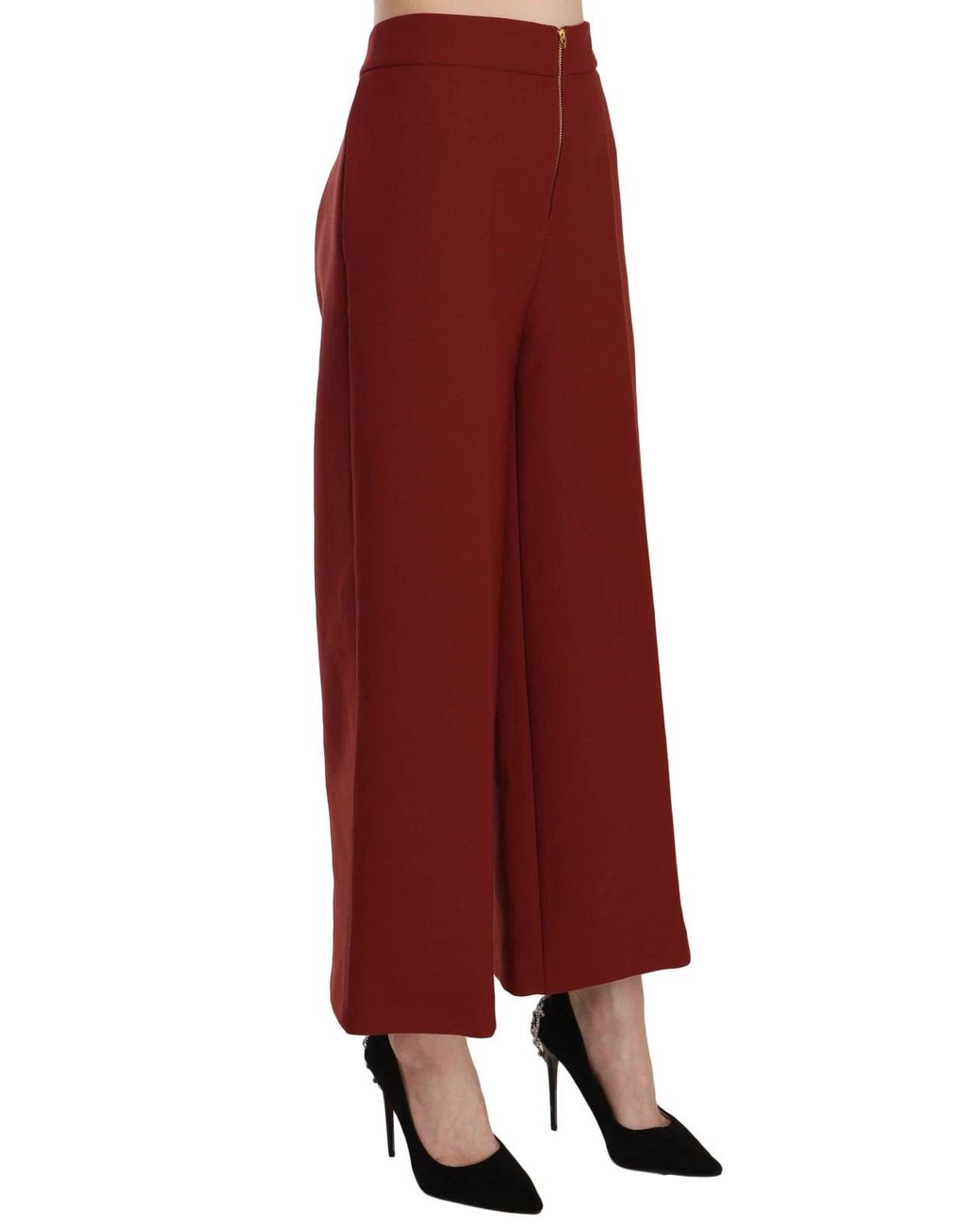 Jucca Red High Waist Cropped Flared Dress Formal Trouser Pants