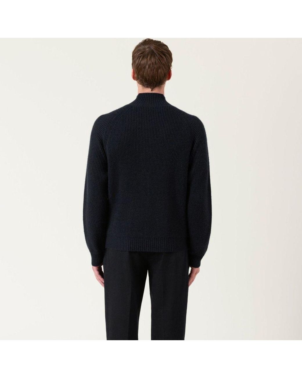 AUTORE Black Wool Cardigan for men