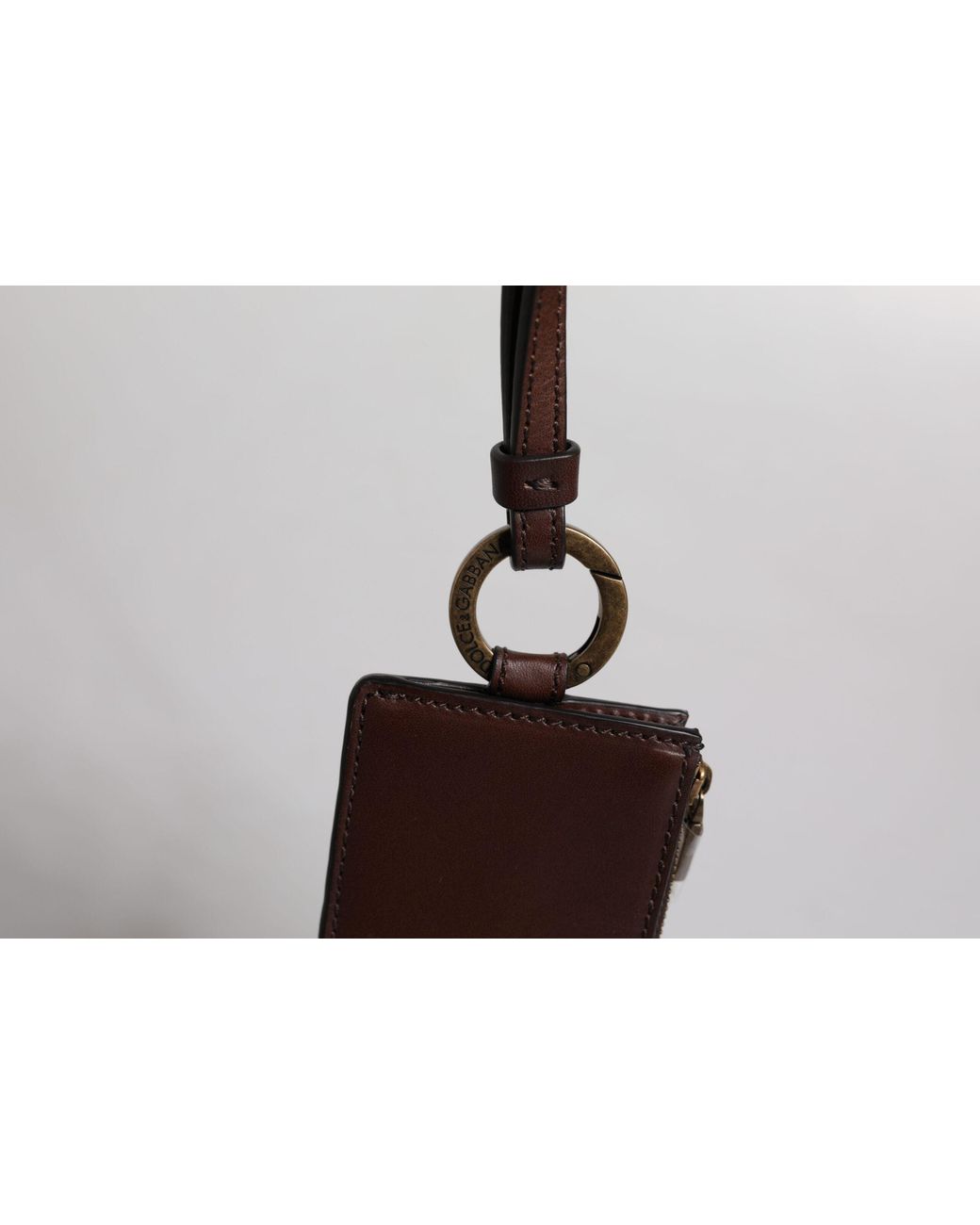 Dolce & Gabbana White Calf Leather Lanyard Logo Card Holder Wallet for men
