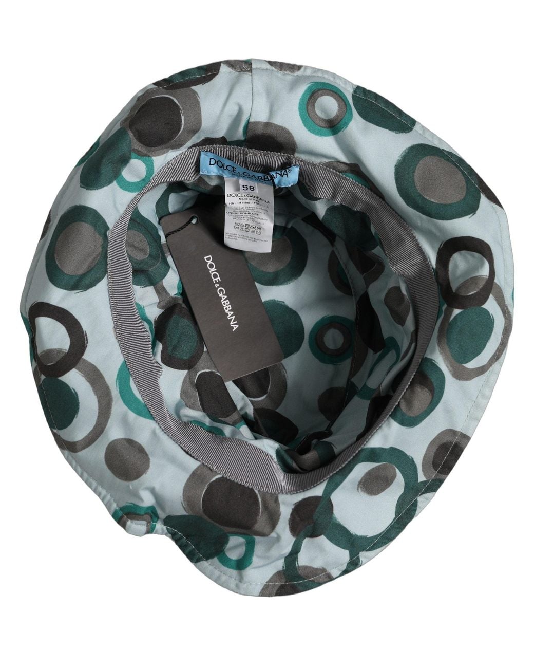 Dolce & Gabbana Green Teal Cotton Big Polka Dot Pattern Bucket Hat