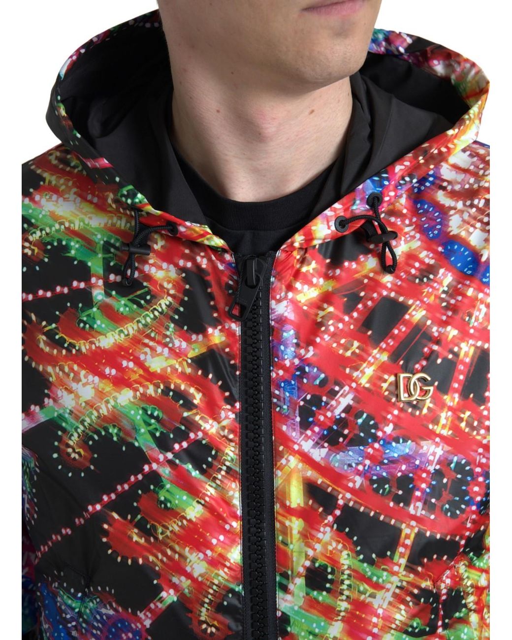 Dolce & Gabbana Blue Multicolor Hooded Sweatshirt Sweater for men