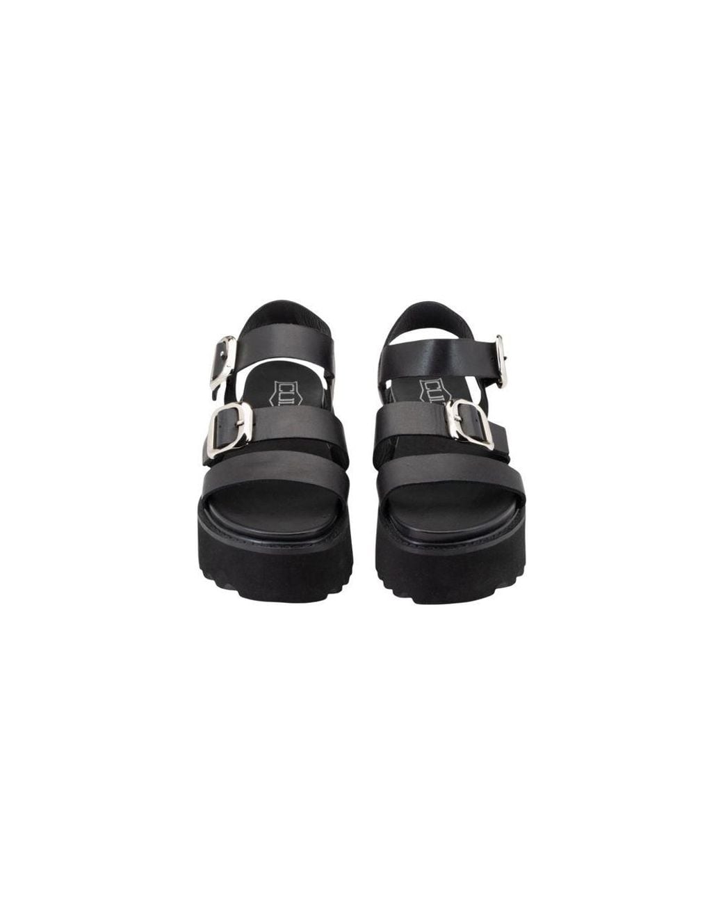 Cult Black Leather Platform Sandals