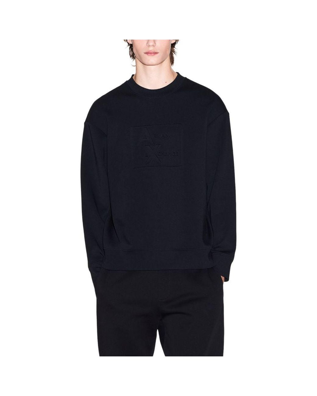 ARMANI EXCHANGE Blue Black Cotton Sweatshirt for men