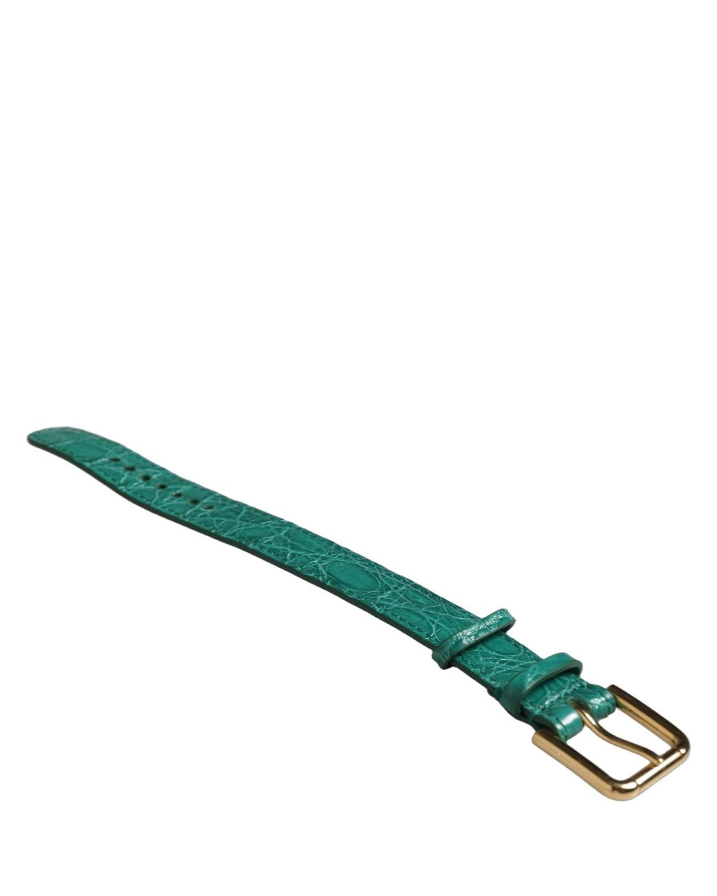 Dolce & Gabbana Green Embossed Leather Buckle Belt Strap Bracelet