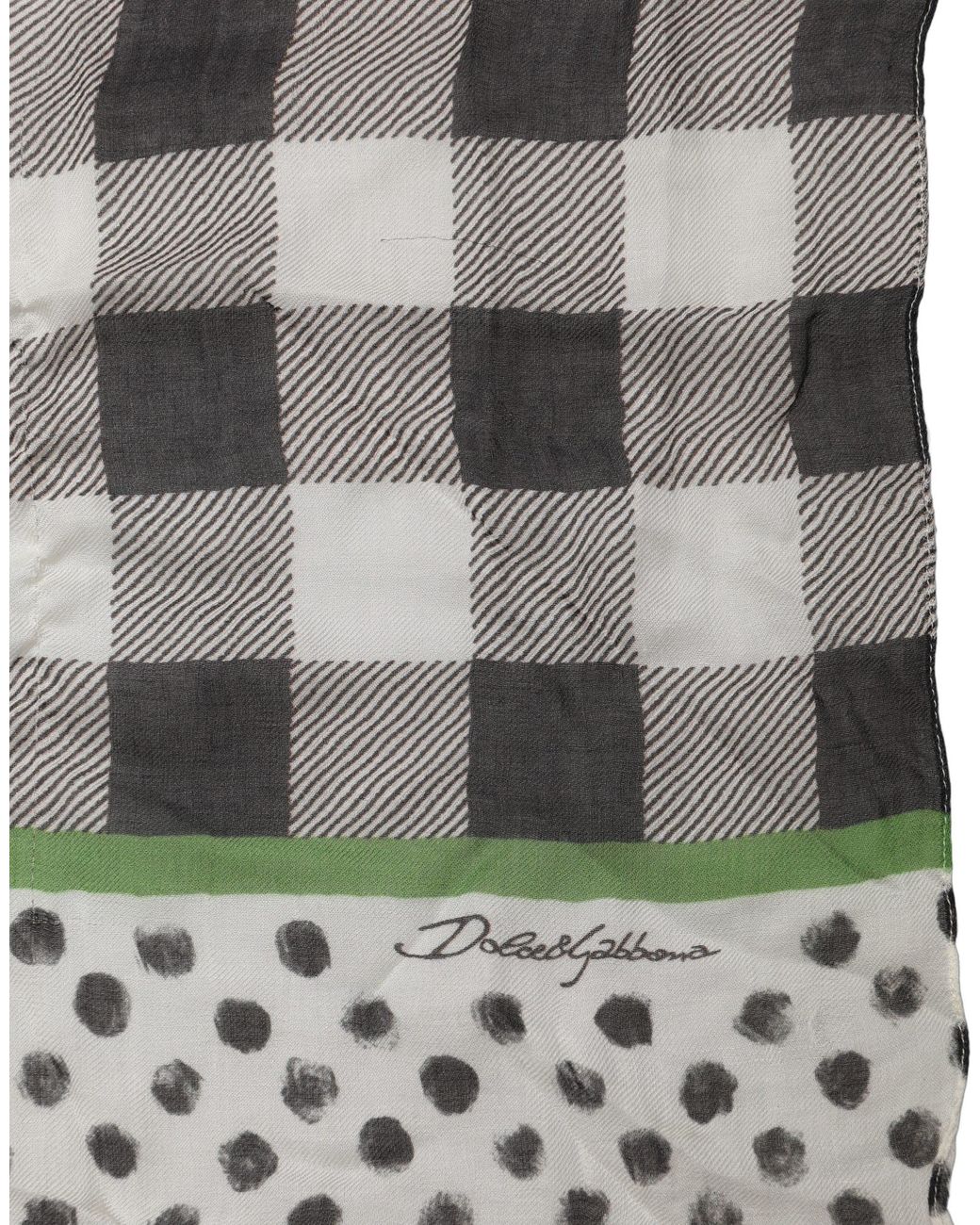 Dolce & Gabbana Gray Black White Napoli Modal Check Shawl Scarf