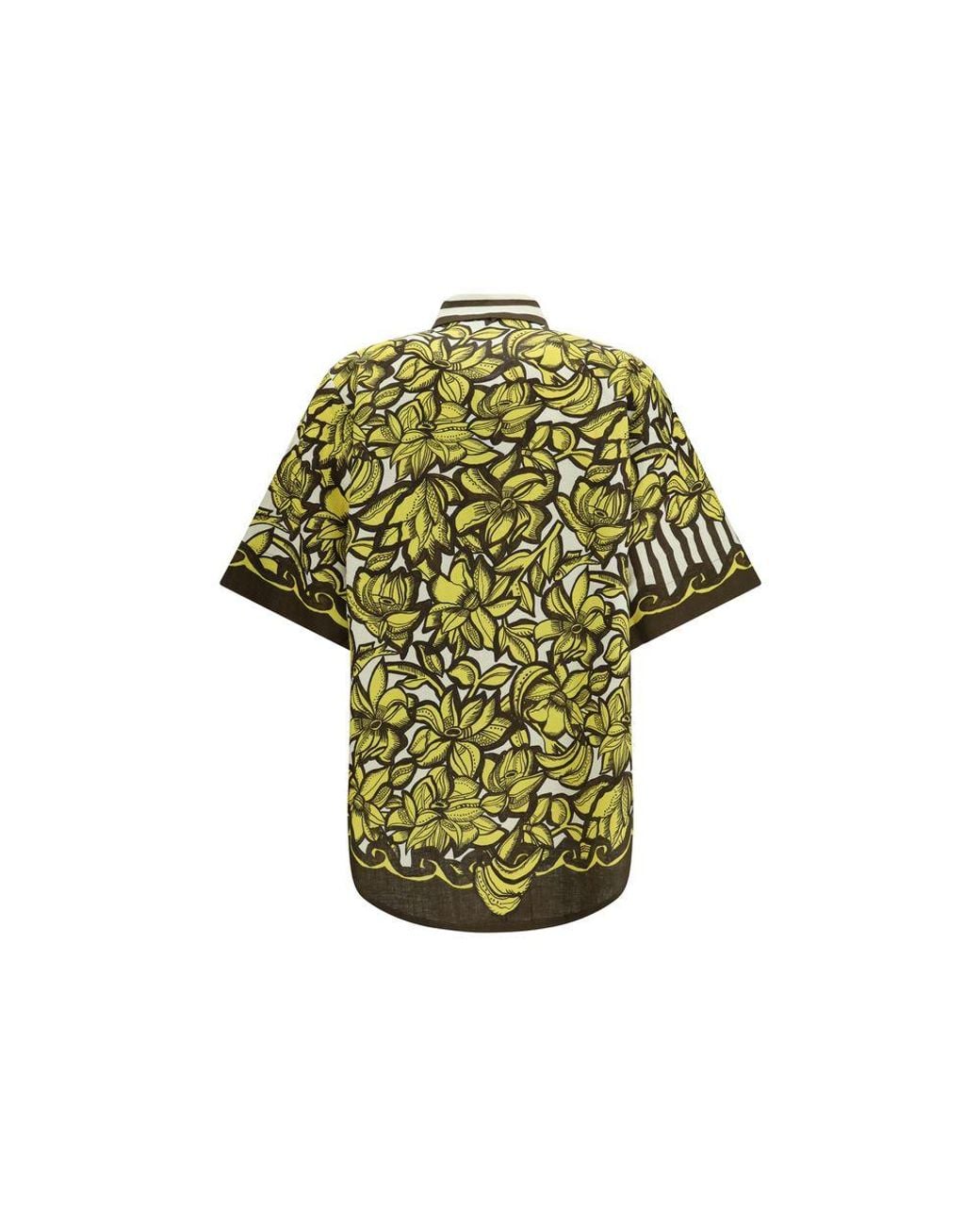 ALÉMAIS Green Multicolor Hemp Shortsleeve Shirt