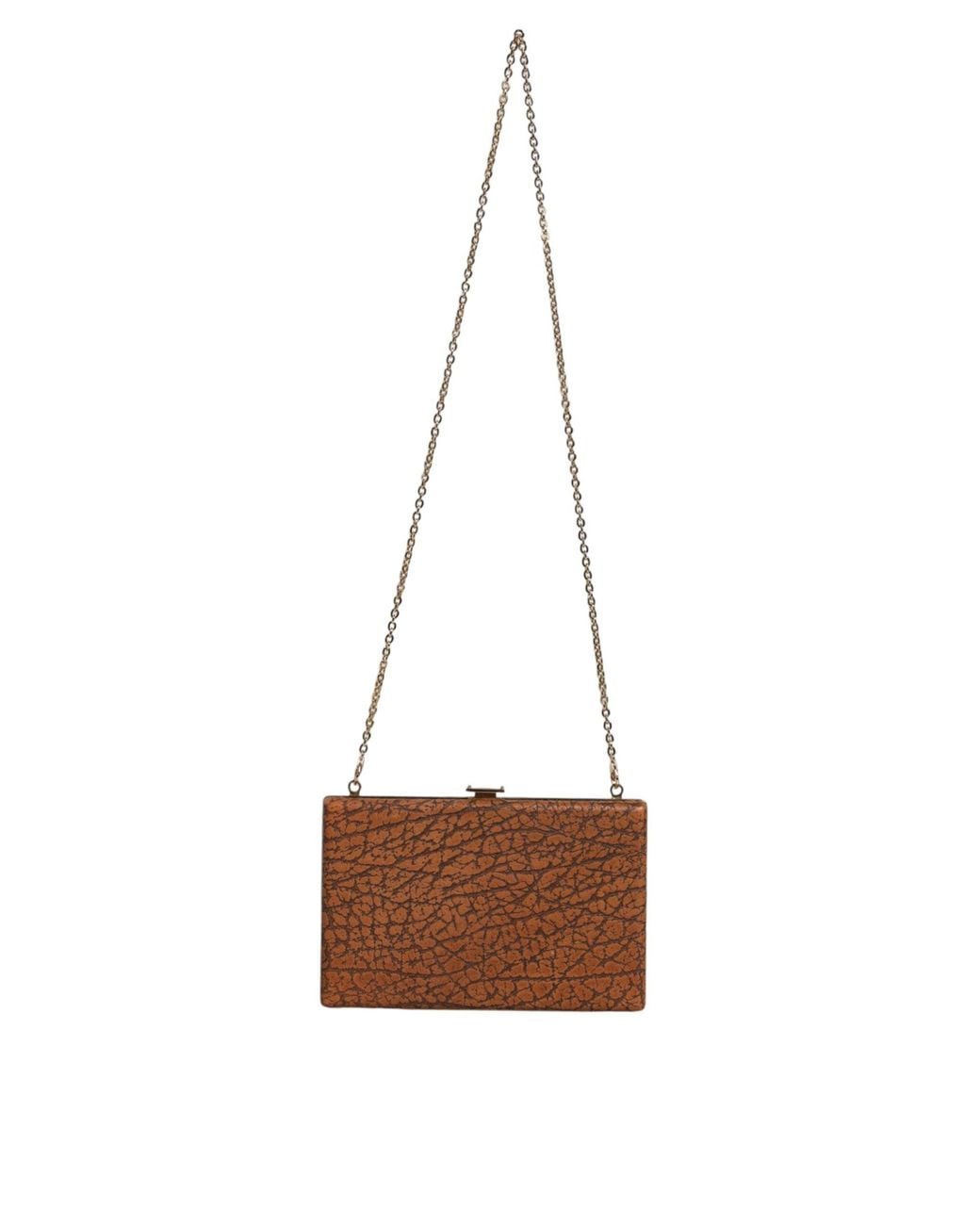 Dolce & Gabbana Brown Leather Frame Clutch Mini Crossbody Bag