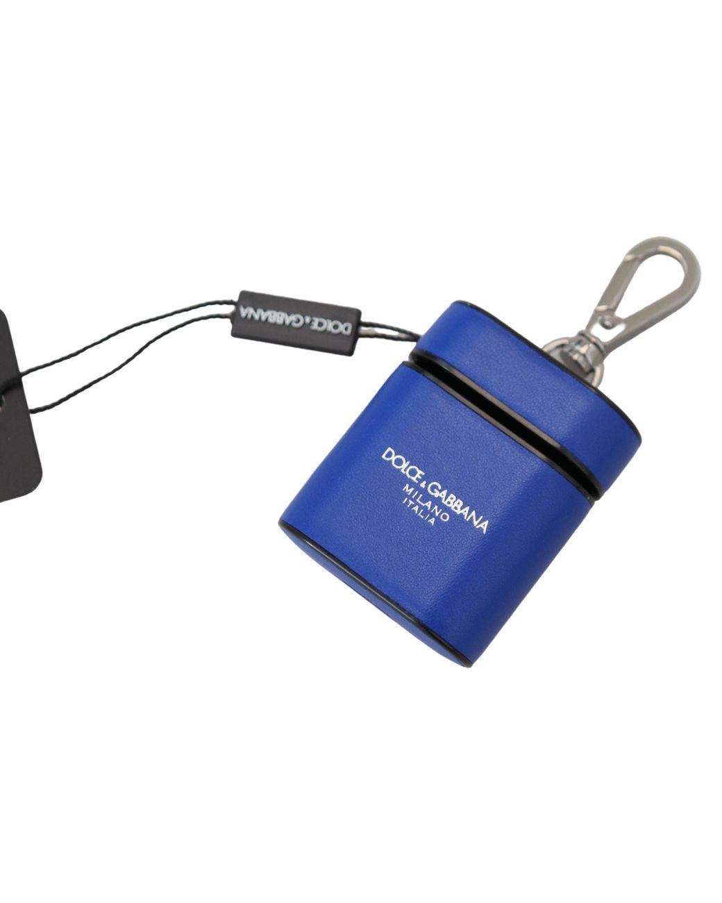 Dolce & Gabbana Blue Leather Silver Metal Logo Airpods Case