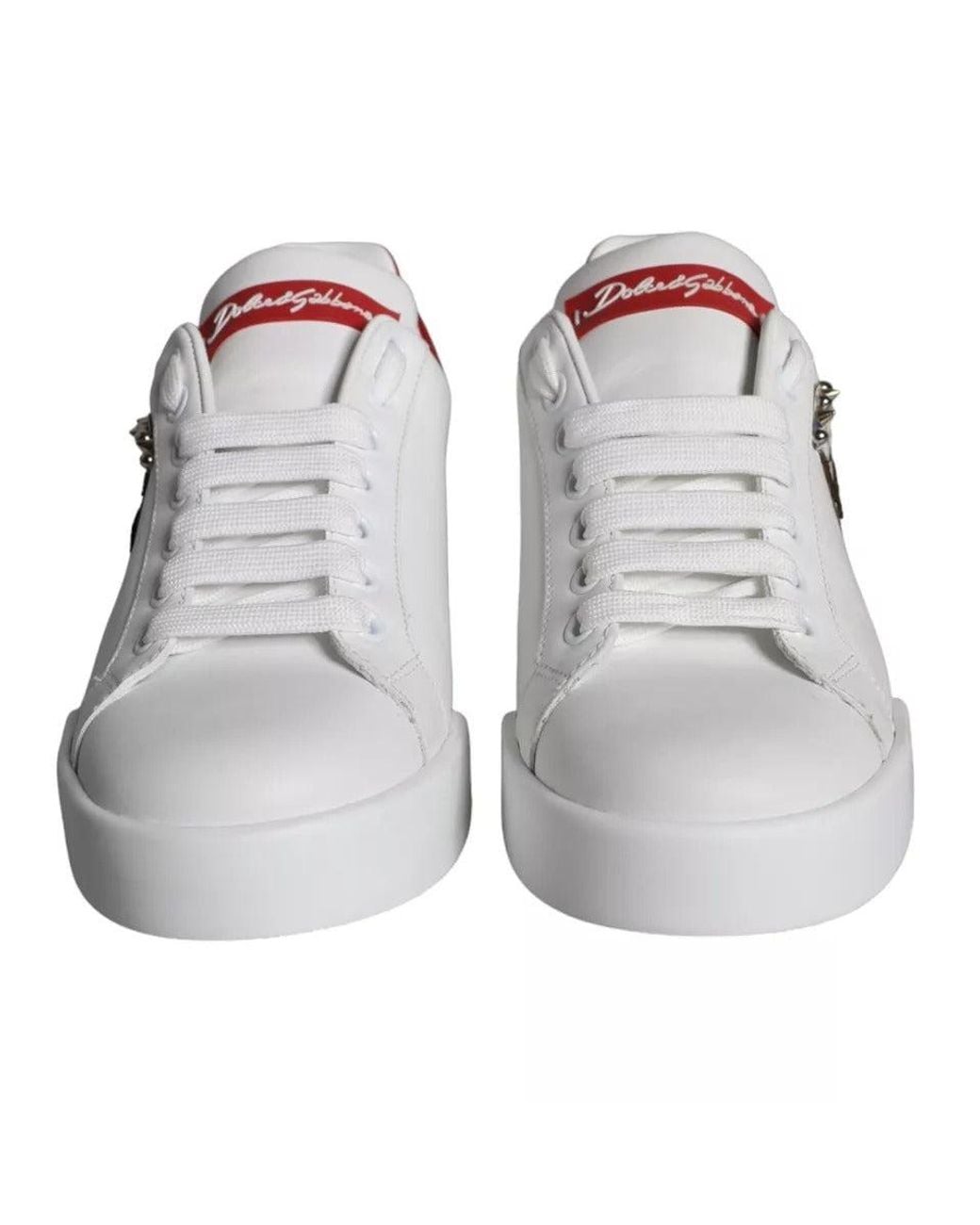 Dolce & Gabbana Gray Patch Calfskin Nappa Portofino Sneakers Shoes