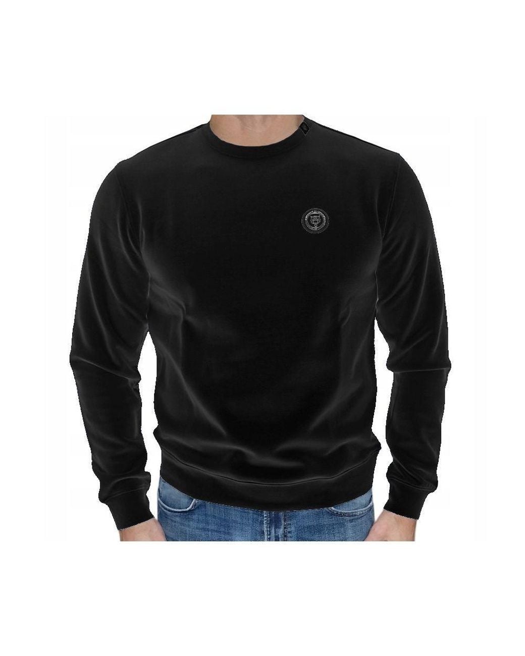 Philipp Plein Black Iconic Crewneck Sweatshirt With Logo Plaque for men