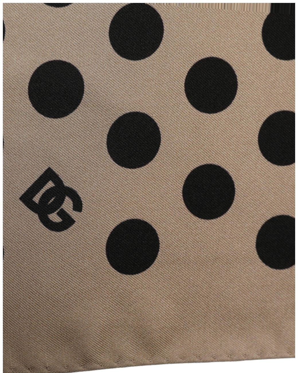 Dolce & Gabbana Metallic Beige Black Polka Dot Square Foulard Scarf for men
