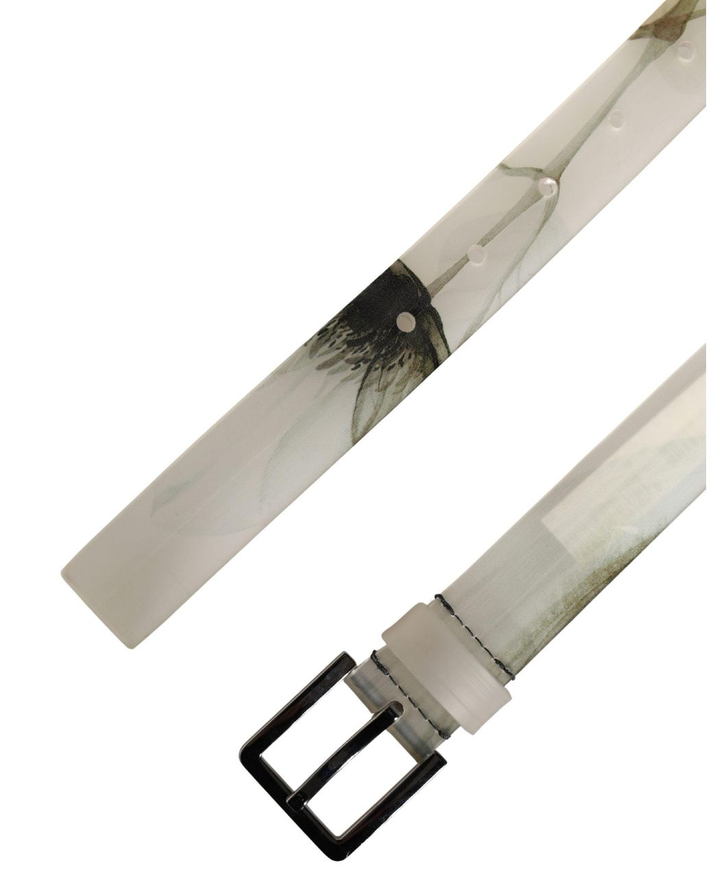 Dolce & Gabbana Gray Floral Pvc Metal Buckle Belt for men