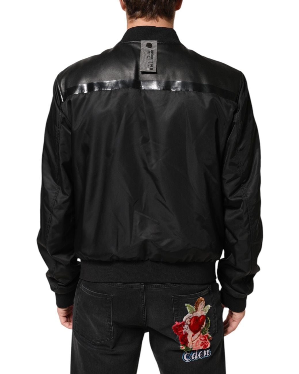 Dolce & Gabbana Black Leather Nylon Fullzip Blouson Jacket for men