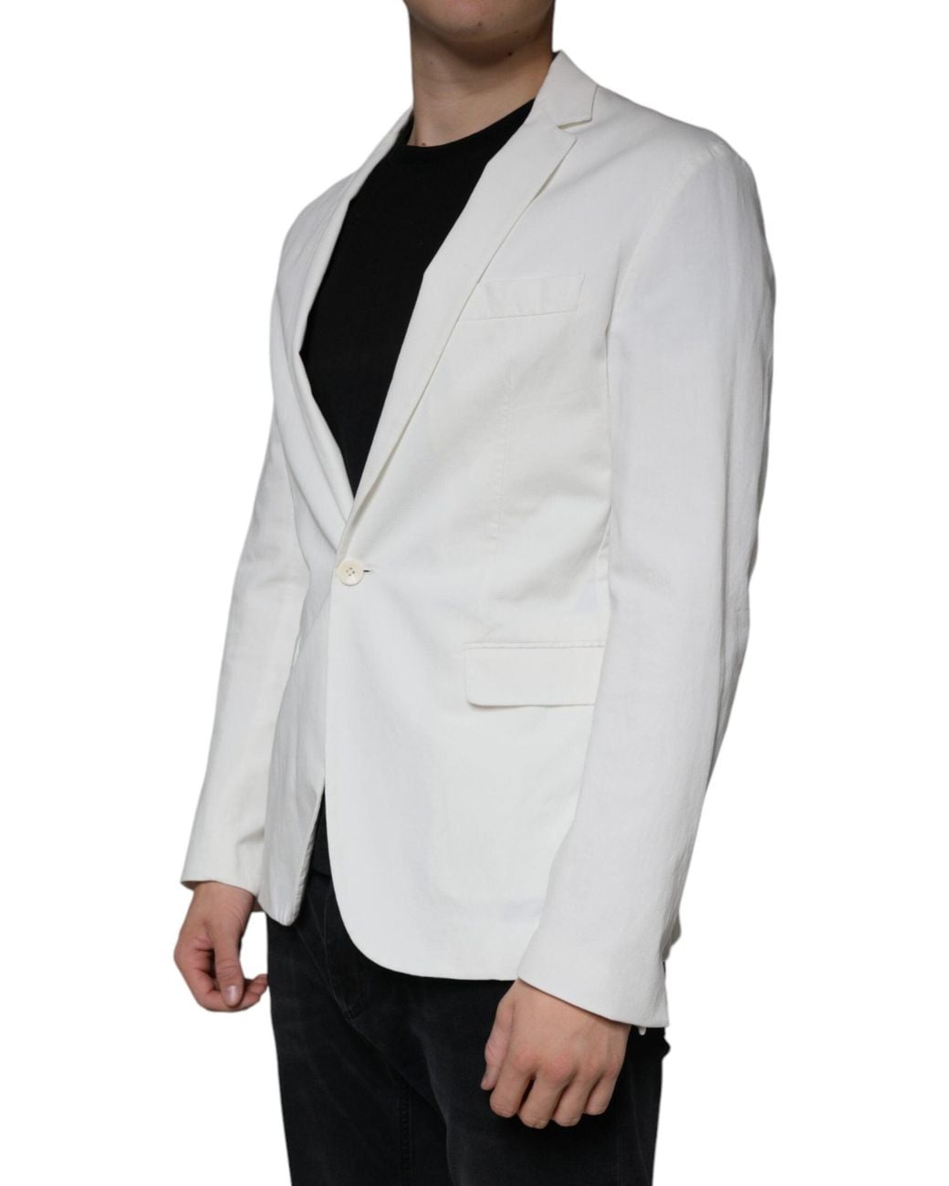 Dondup Gray White Single Breasted One Button Dress Formal Blazer for men