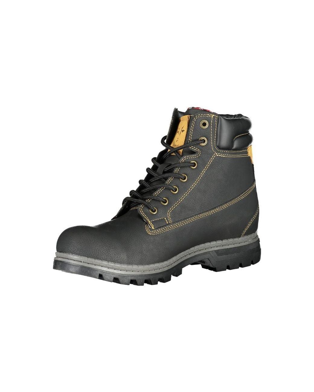 Carrera Black Sleek Lace-Up Boots With Contrast Accents for men