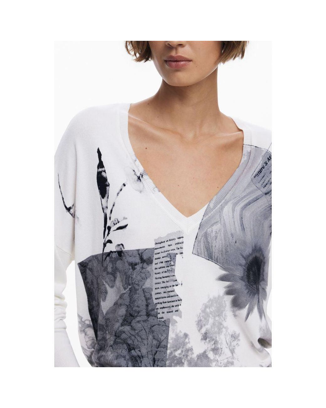Desigual Gray White Viscosa 's Jersey