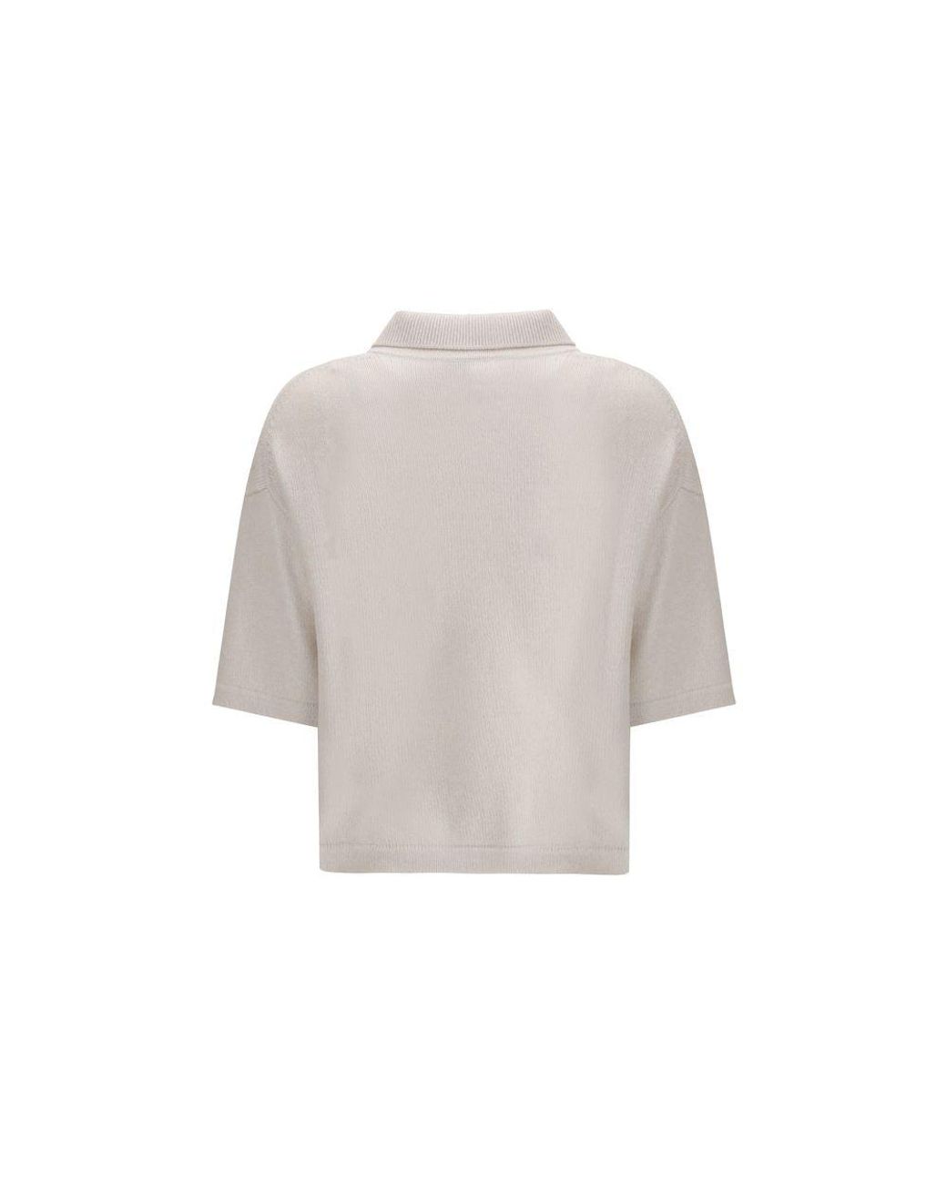 Allude White Beige Cashmere Polo Shirt