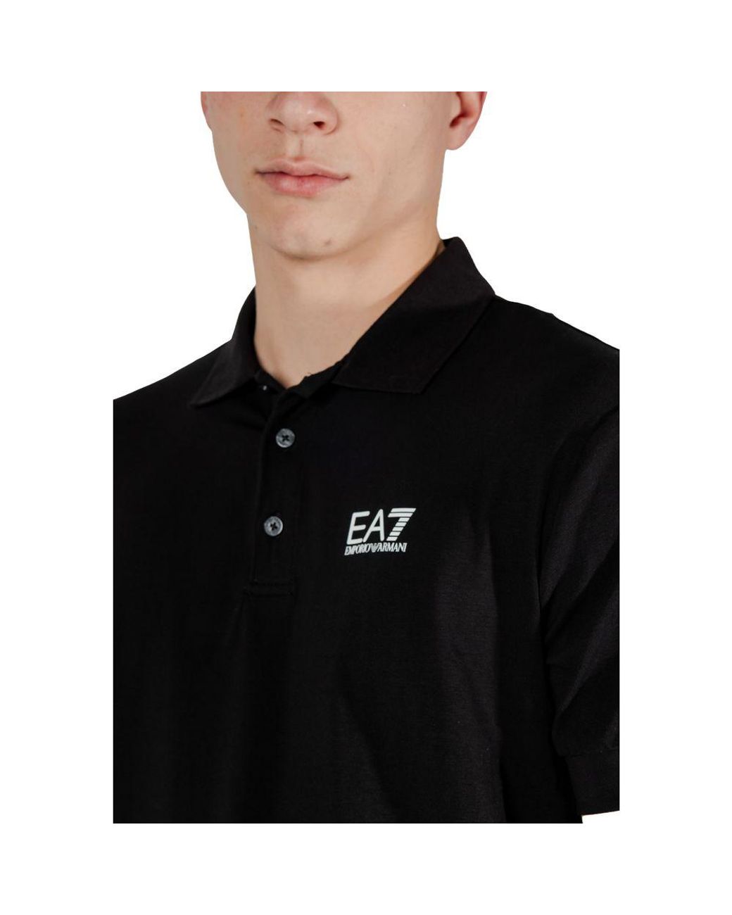 EA7 Black Cotton Polo Shirt for men
