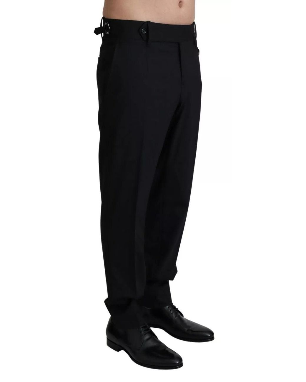 Dolce & Gabbana Black Wool Stretch Dress Trouser Pants for men