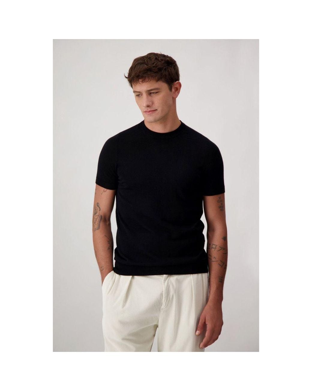 AUTORE Black Wool Sweater for men