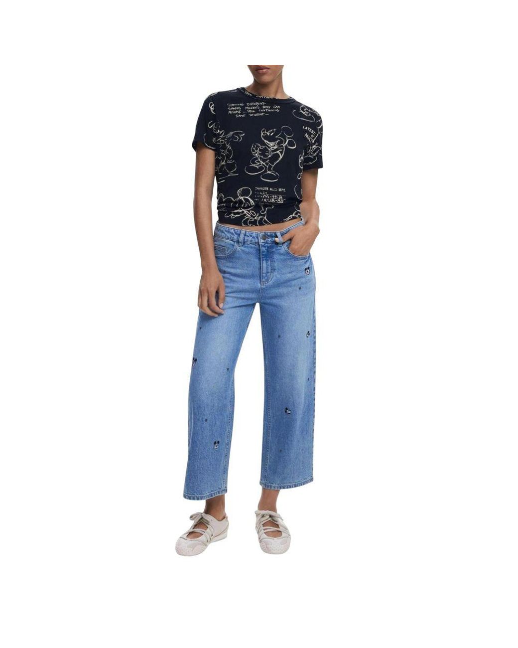 Desigual Black Gray Cotton T